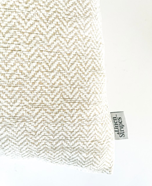 Beige and White Herringbone Cushion